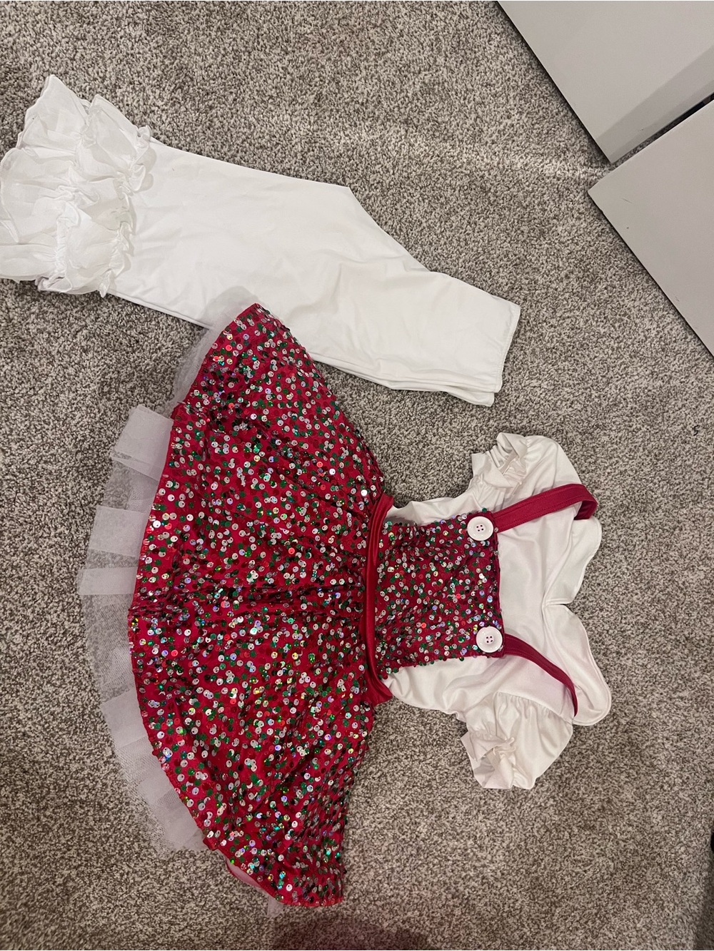 Weissman Red Sequin Tutu Dress with White Top
